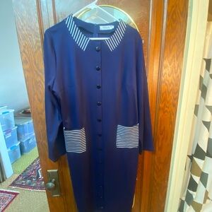 Blair Blue Ribbed Buttoned Sheath Dress